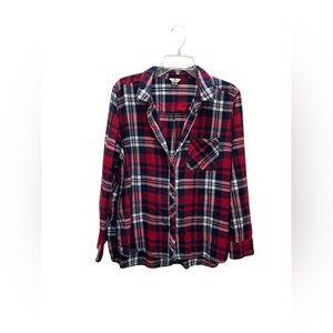 Woolrich Women’s Flannel Shirt Red Black Plaid 100% Cotton XXL